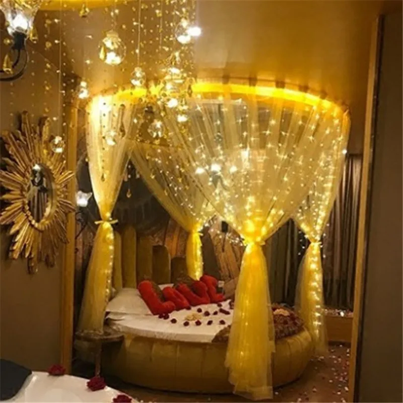 3*3/6*3 медный провод светодиодные занавески с дистанционным рождественским