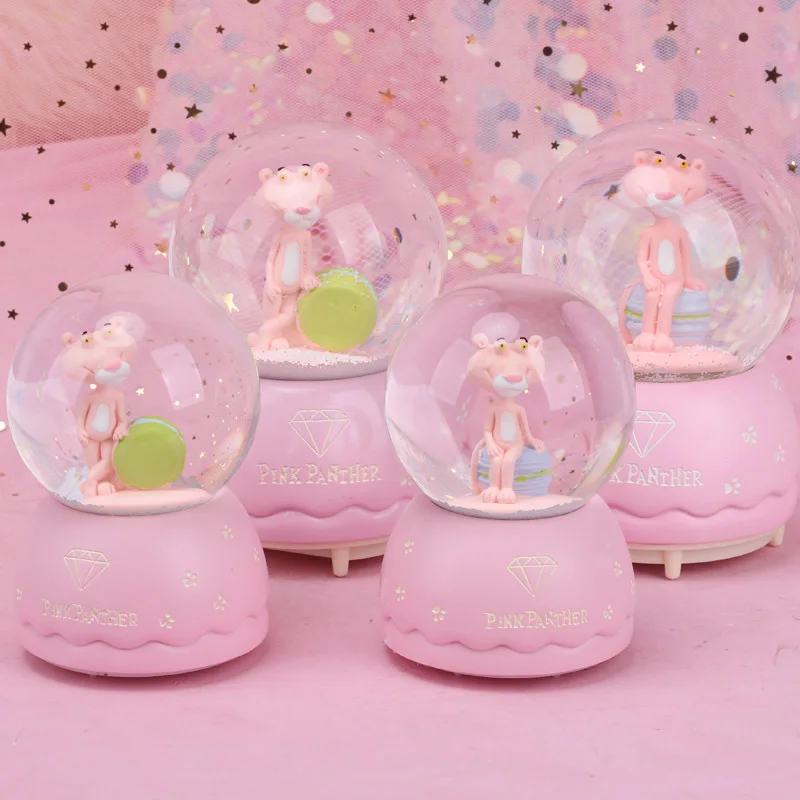 Креативный розовый Леопардовый Снежный шар хрустальный вращающаяся музыкальная