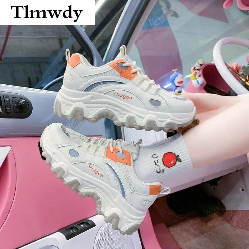 

2021 Spring New Women Casual Shoes Lace-up Comfortable Platform Sneakers Fashion Breathable Mesh Outdoor Women Vulcanized Shoes
