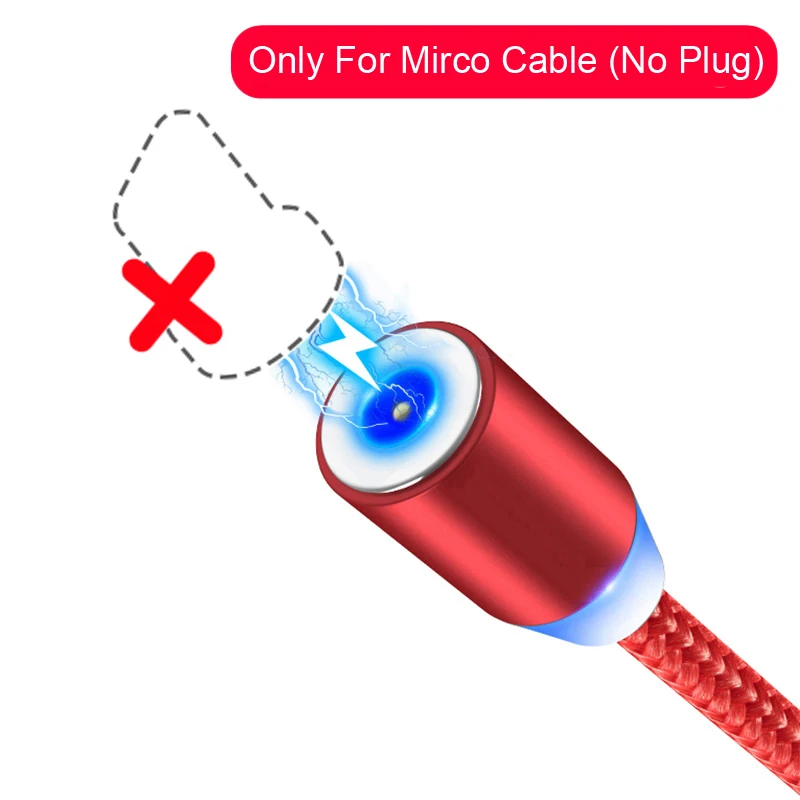Oppselve Магнитный Micro USB кабель 2A Быстрая зарядка 1 м 2 м светодиодный Магнитный зарядный кабель для Xiaomi 4X huawei P8 Lite samsung - Цвет: Only Red Cable