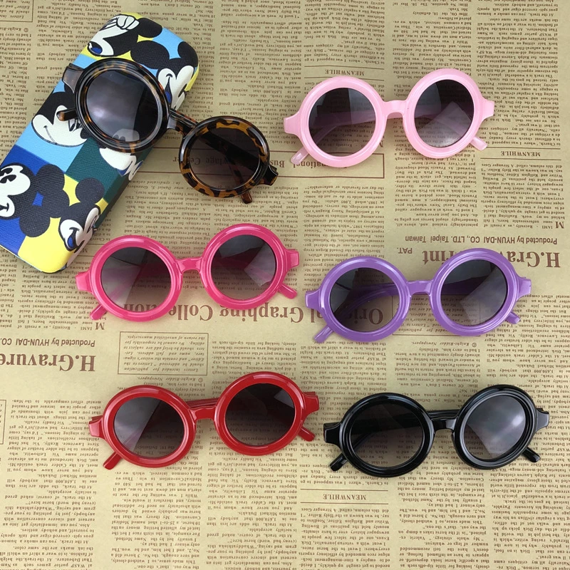 

New Brand Designer Kids Round Sunglasses Children Girls Cute Baby UV400 Mirror Lovely Circle Metal leg Sun Glasses