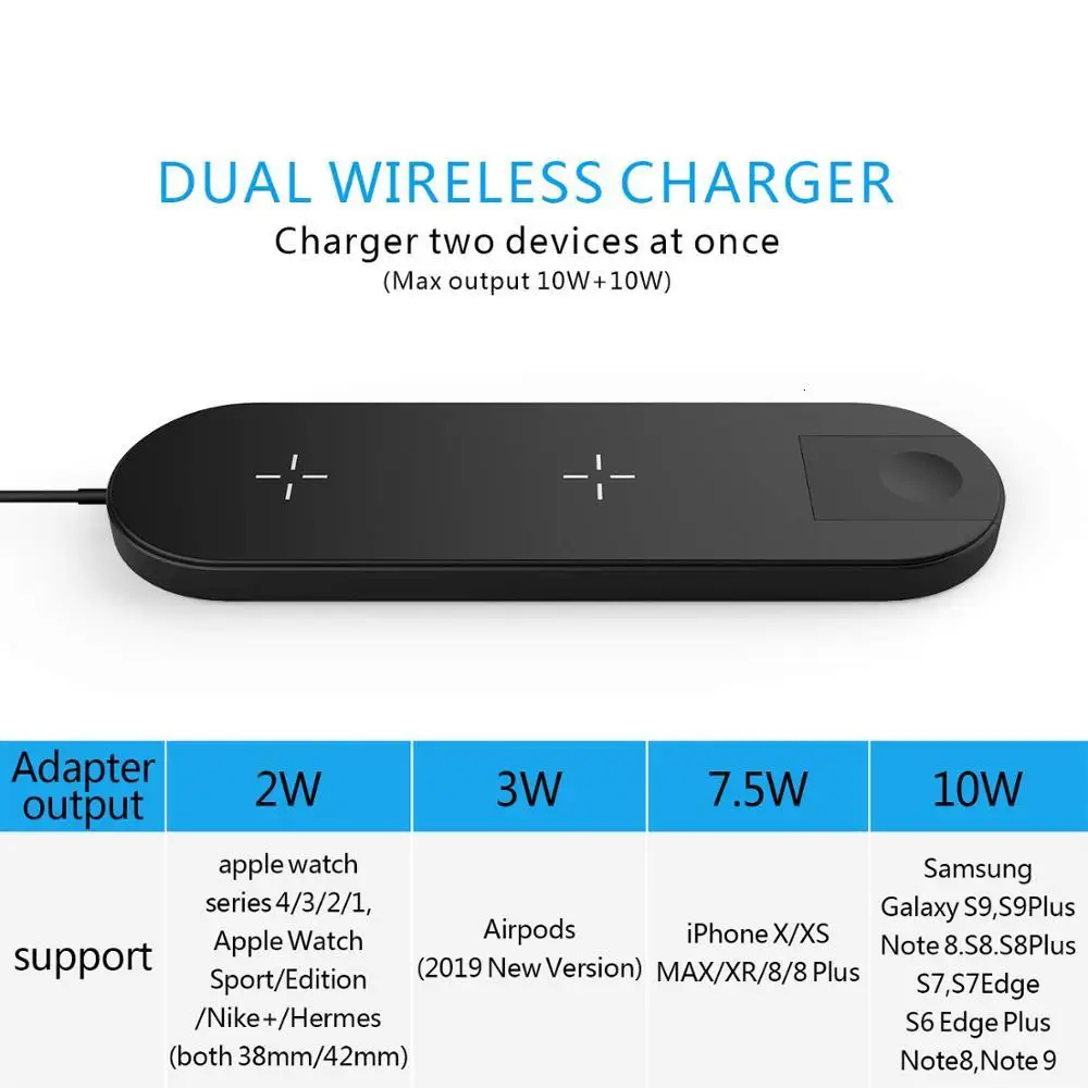 3 в 1 быстрое двойное Беспроводное зарядное устройство для телефона iPhone 11 Pro XS Max XR X