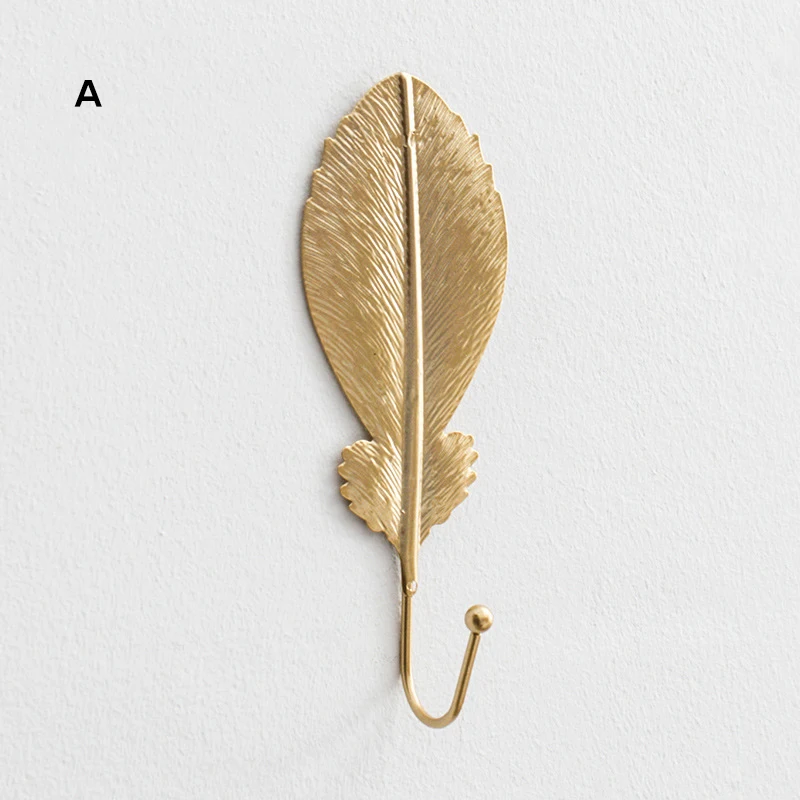 

Newly Art Leaf Shape Hook Creatives Golden Coat Storage Rack Wall Hook Decorative For Home Living Room HG996