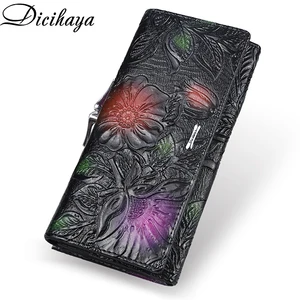 Кошельки DICIHAYA из 2022 натуральной кожи для женщин, роскошные брендовые дизайнерские модные дамские кредитницы, удлиненный клатч