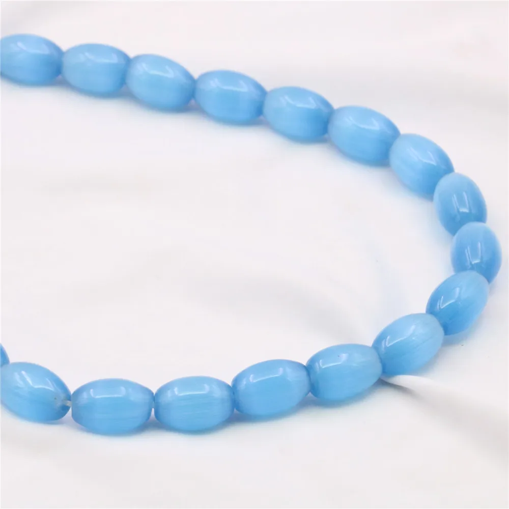 Высококачественные светло-голубые 8*12 мм рисовые мексиканские опаловые кошачьи