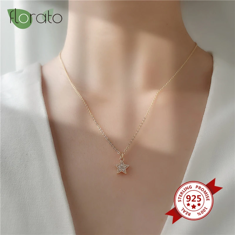 Ожерелье из стерлингового серебра 925 пробы со звездой для женщин ослепительные