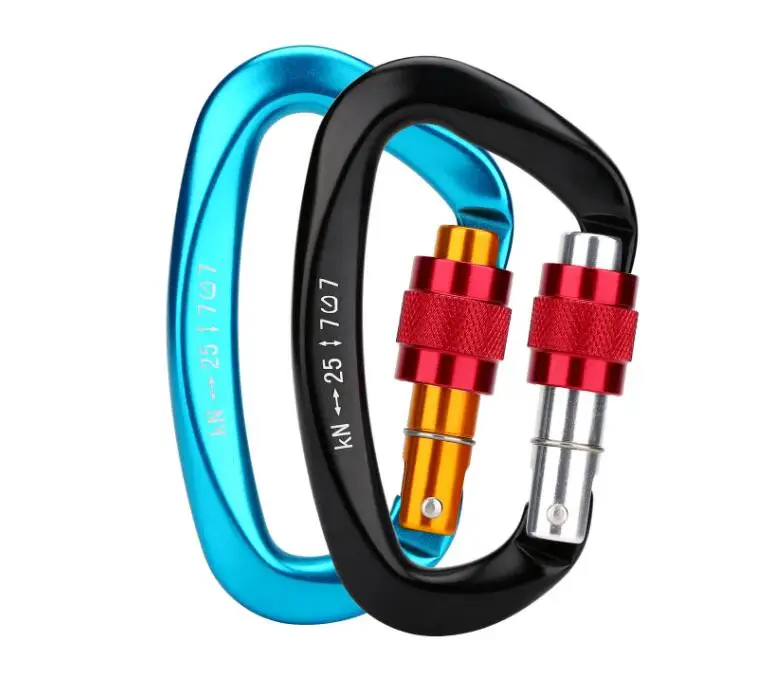 Outdoor Tool Mountaineering Caving Rock Climbing Carabiner D Shaped Safety Master Screw Lock Buckle Escalade Equipement 2PCS | Спорт и