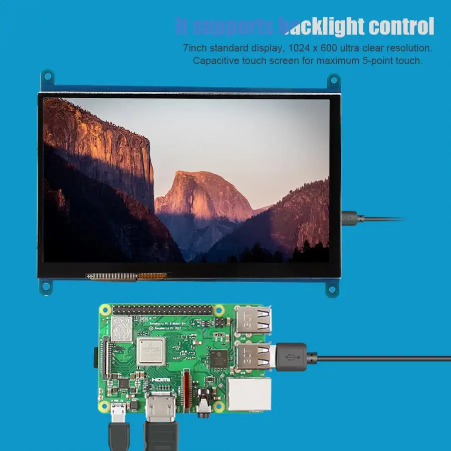 7 дюймов ЖК-дисплей HDMI Экран дисплея 1024x600 со сверхвысоким разрешением Ultra HD, Экран дисплея емкостный Сенсорный экран для Raspberry Pi