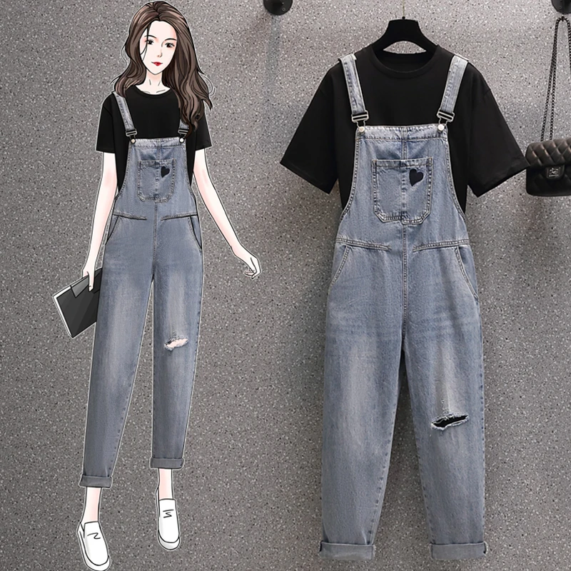 

Denim Overalls Plus Large Size Oversize Korean Vintage Autumn Women'S Clothing High Waist Trousers Fashion Jeans Pants For Girls