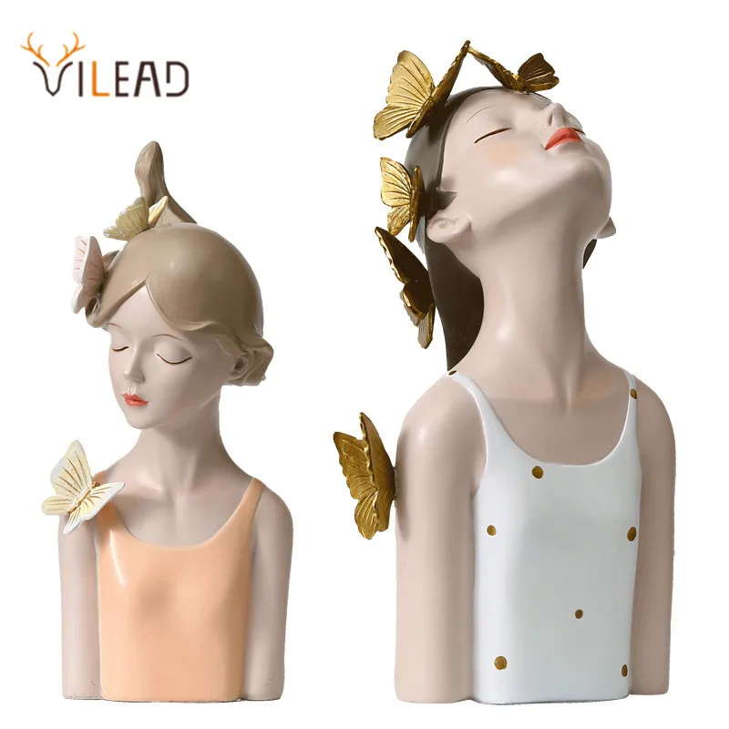 

VILEAD Modern Art Butterfly Fairy Girl Figurine People Statue Bedroom Living Room Interior Home Decoration Accessories Character