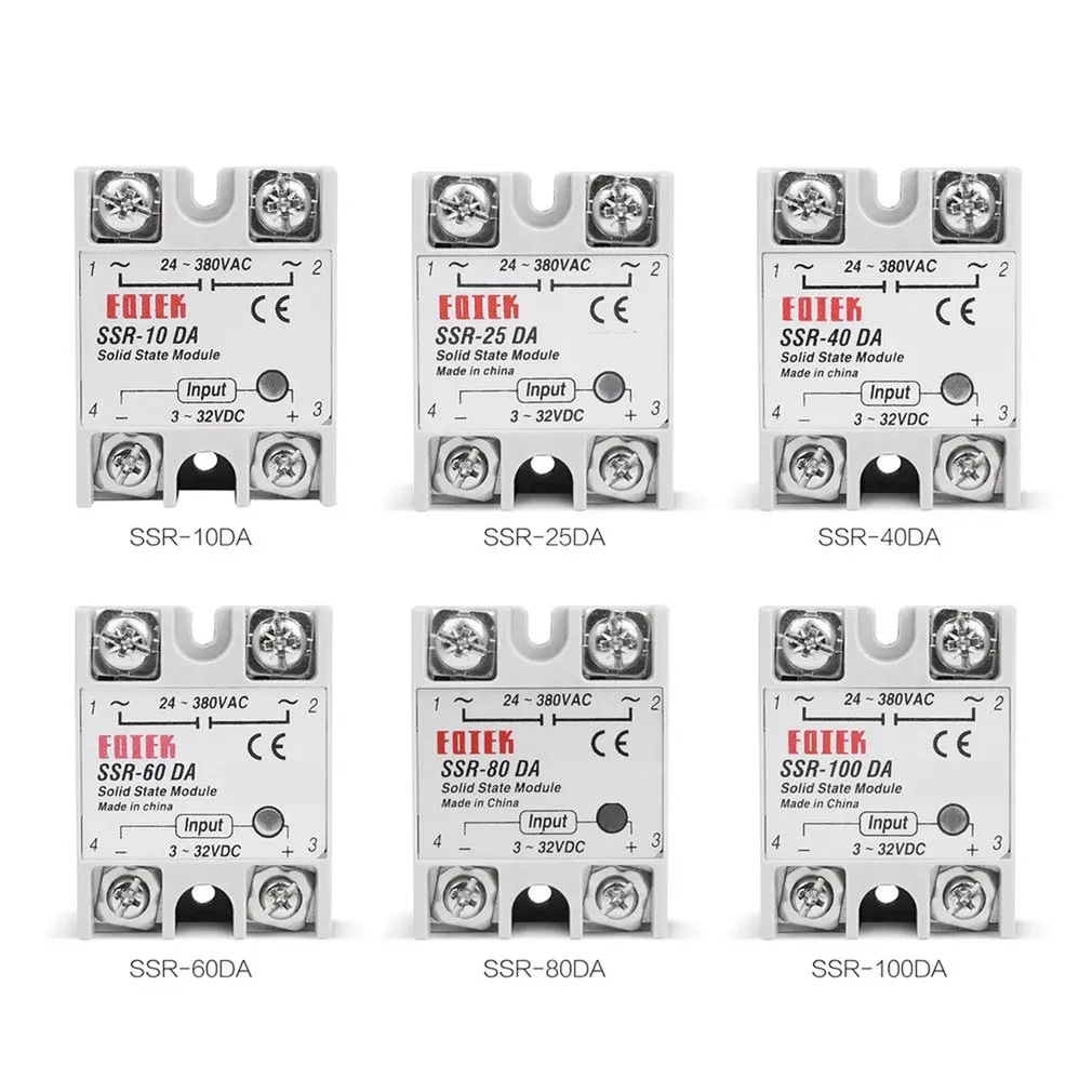 Твердотельное реле DC-AC 10A 25A 40A 60A 80A 100A 12V 3-32V DC TO 220V 24-380V AC нагрузка однофазный SSR для