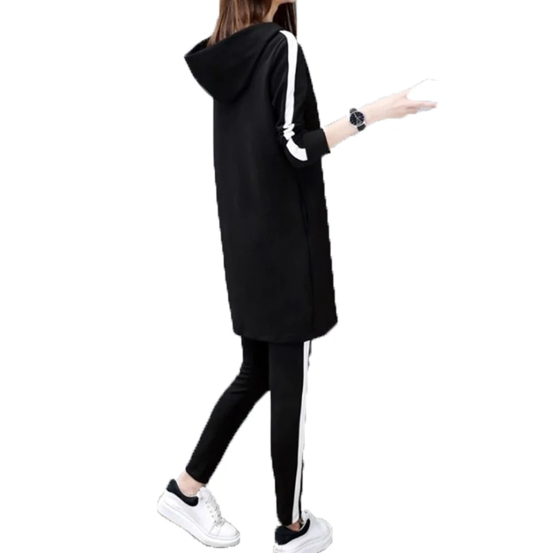 M-4XL Женская одежда для бега размера плюс женские комплекты в полоску комплект из 2