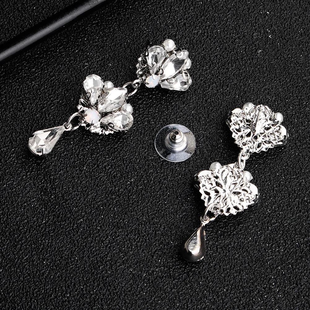 Silver Pearl Earrings Fashionable Baroque Set with Diamonds Court Style Female Jewelry ECL | Украшения и аксессуары