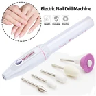 Профессиональная электрическая машинка для маникюра и педикюра, портативный мини-аппарат с 5 шлифовальными насадками для нейл-арта