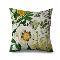 floral flower throw pillow cover leaf buds pillow case square decorative cushion cover for sofa couch home bedroom pillowcase