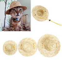 fashion pet woven straw hat cat sun dog cosplay hat sombrero small dogs cats hawaiian beach party straw hat costume accessories