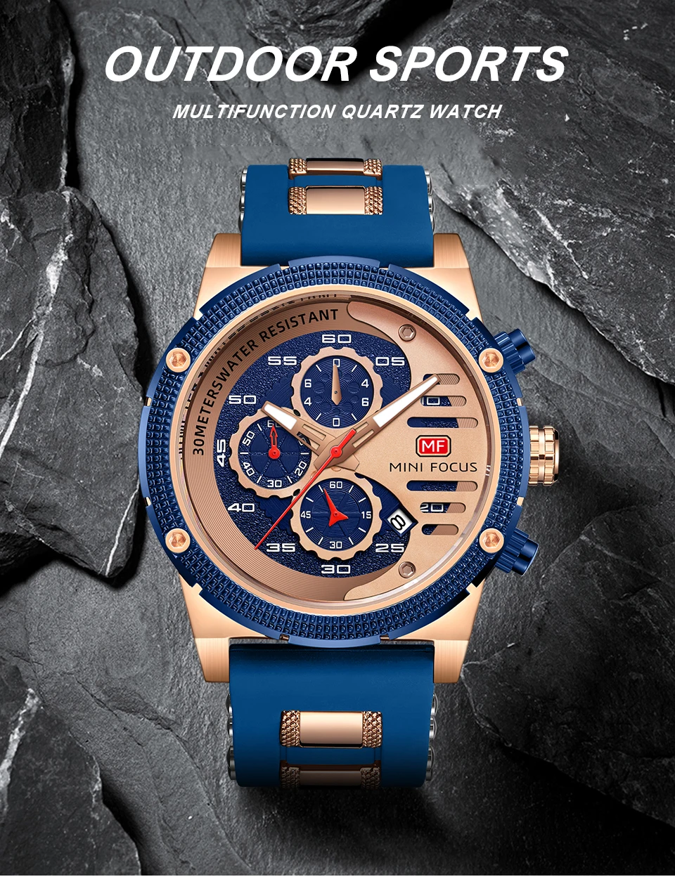 MINI FOCUS quartzhorloge voor heren Waterdicht_voghion.com