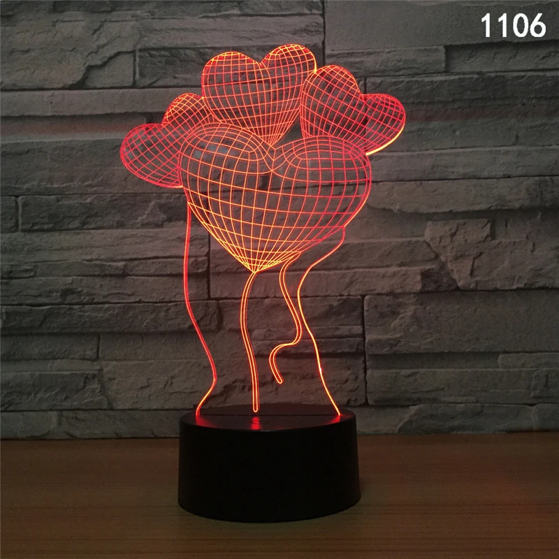 Светодиодный ночник для влюбленных 3D настольная лампа домашний декор вечерние