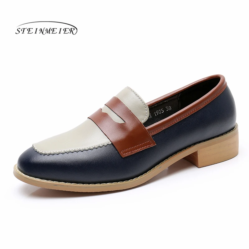 Женские зимние оксфорды из натуральной телячьей кожи с круглым носком|Обувь без