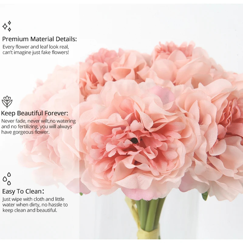 5 головок искусственный цветок свадебное украшение ткань цветы Искусственный