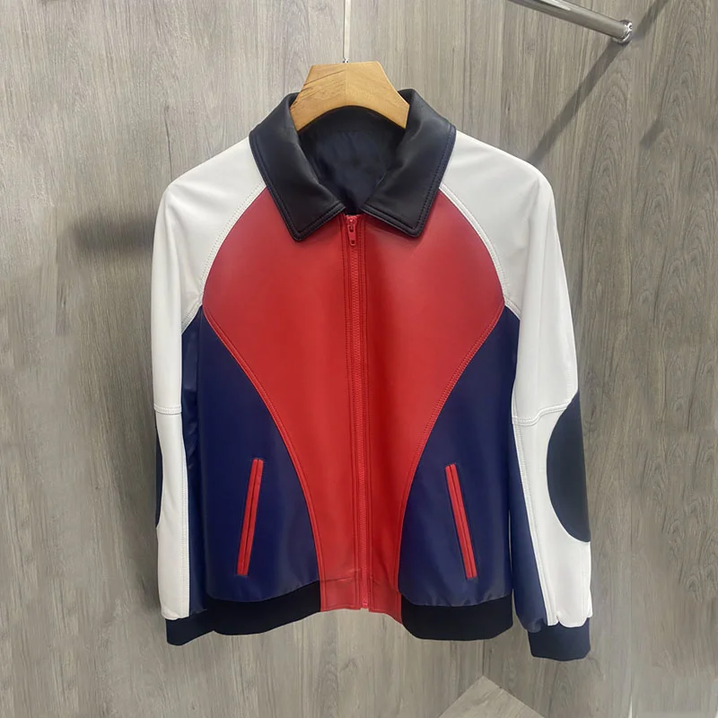 

Женская бейсбольная куртка SHZQ, куртка из натуральной овечьей шкуры с отложным воротником, одежда для весны