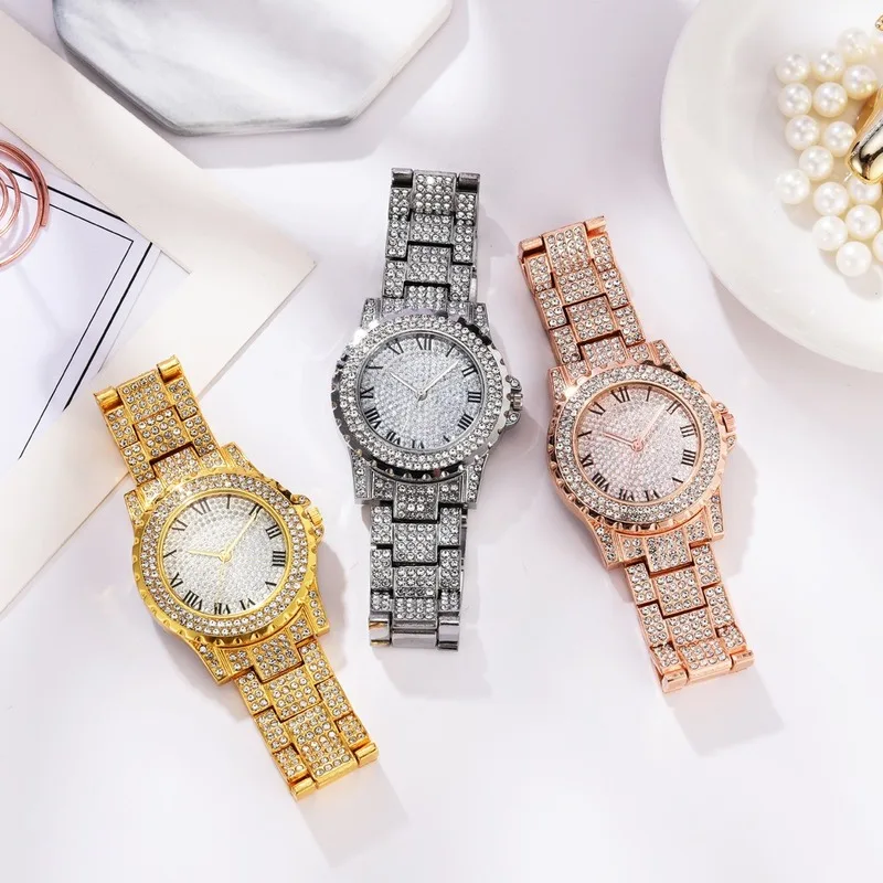 2021new ladies watches fashion Luxury full diamond Roman numeral elegant quartz woman watch Gifts for girls clocks Evening dress enlarge