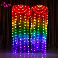 ruoru 100 silk 1 8m led fan veils carnival belly dance fan veil light up bridal veils stage performance accessories costume