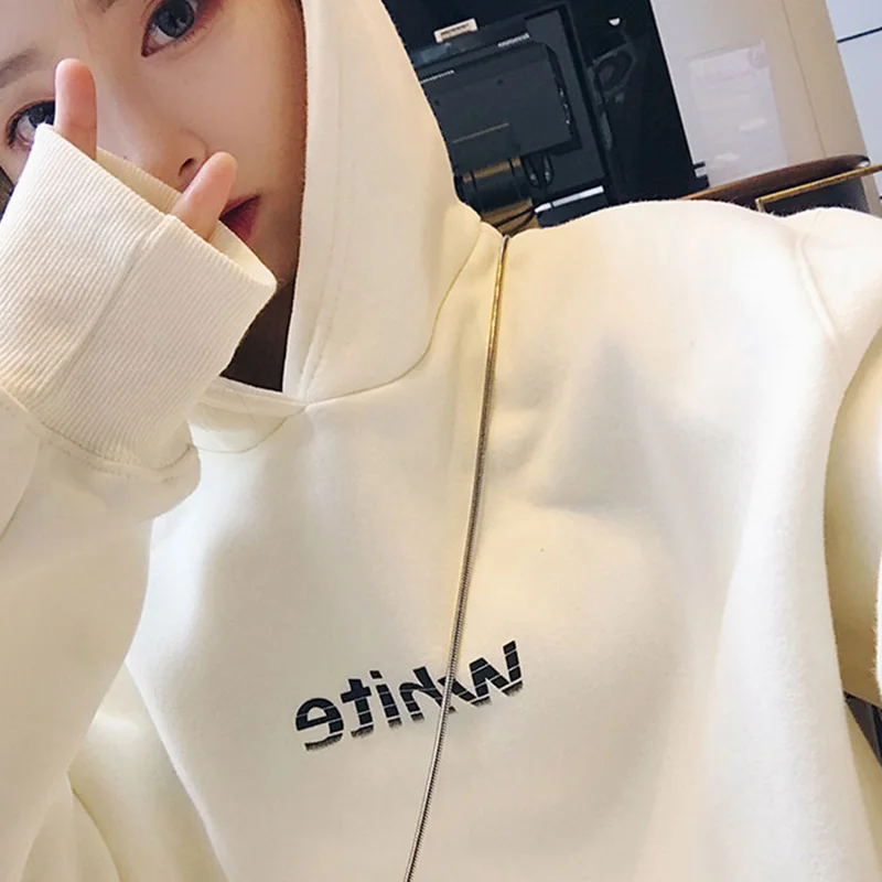 Женские свободные толстовки в стиле Харадзюку простая повседневная одежда с