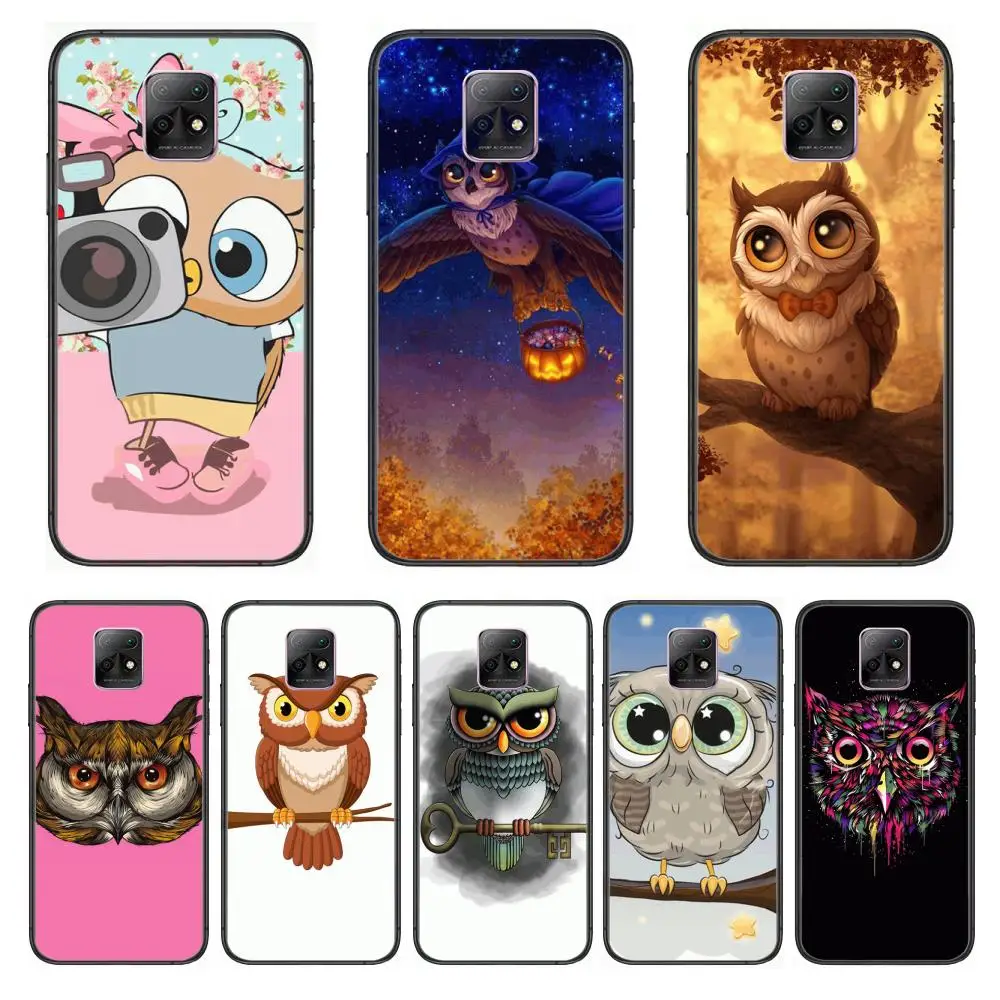 

Cute night sky owl Phone Case For XiaoMi Redmi 10X 9 8 7 6 5 A Pro S2 K20 T 5G Y1 Anime Black Cover Silicone Back Pretty