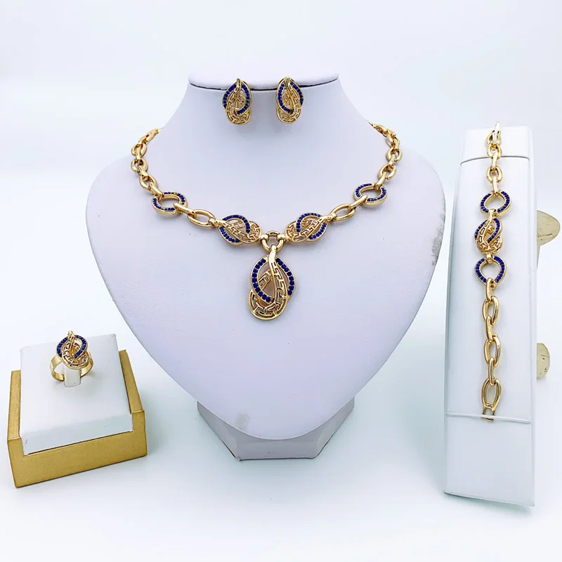 

Дубай ювелирные наборы очарование женщин юбилей вечерние подвеска ожерелье браслет кольцо серьги-гвоздики набор