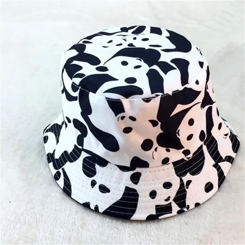 

2021 Four Seasons Cotton Cow Print Bucket Hat Fisherman Hat Outdoor Travel Hat Sun Cap for Men and Women 245