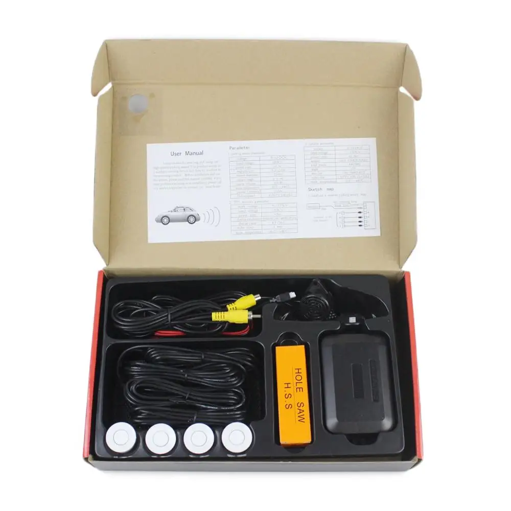 DIYKIT автомобильный Реверсивный Видео парковочный радар 4 датчика заднего вида резервная система безопасности звуковой сигнал тревоги для камеры автомобильный монитор