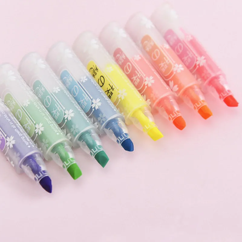 

8pcs/setCherry Blossom Love Highlighter Novelty Stationery Watercolor Pencils Student Cute Stationery Set Art Supplies for Kids