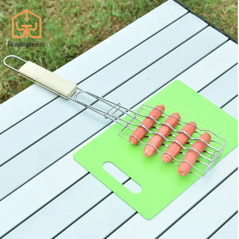 

Primitive outdoor barbecue tool with handle clip wooden handle sausage clip barbecue clip vegetable clip accessories utensils
