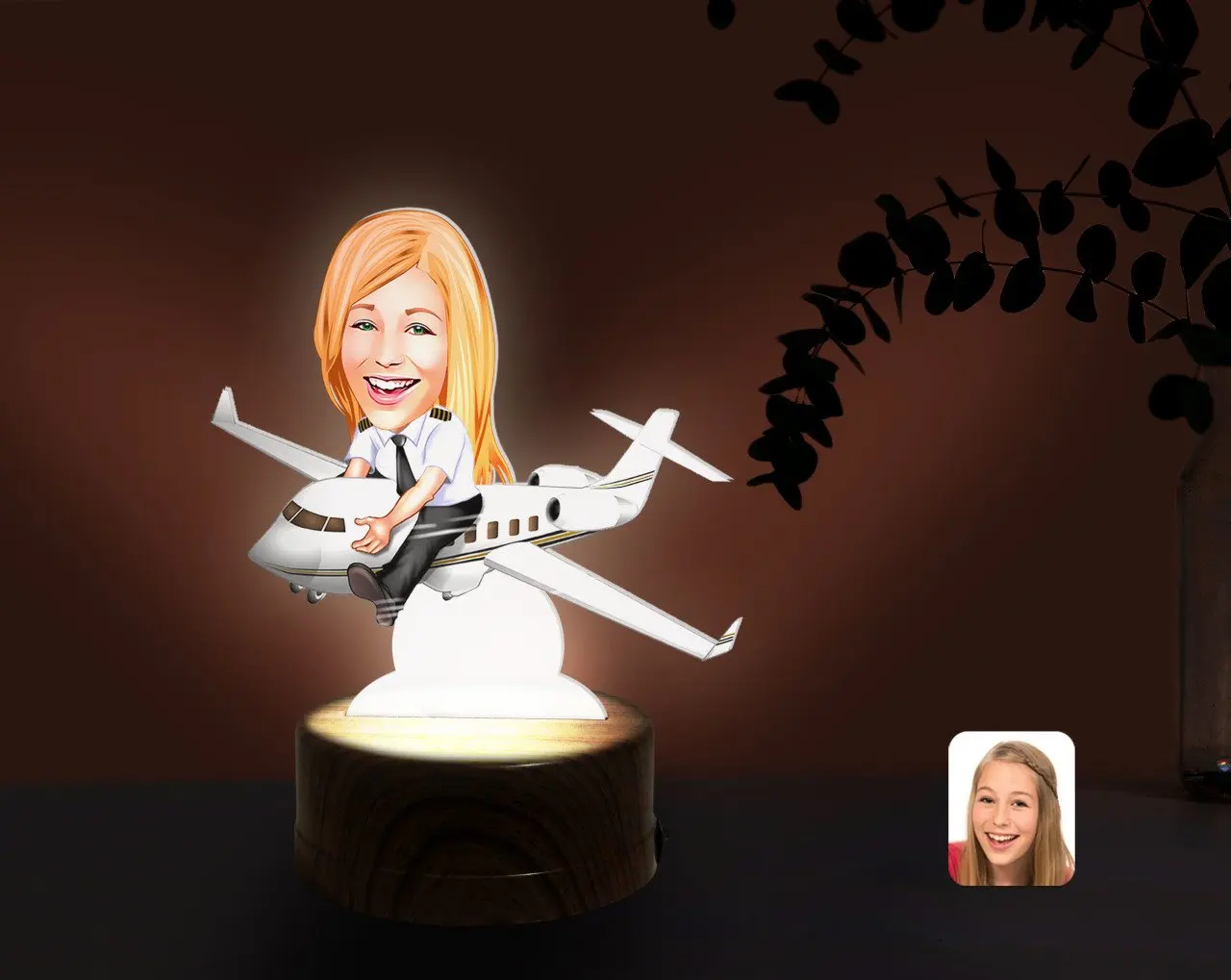 

Personalized Women 'S Captain Pilot Caricature Of DECORATIVE 3D TRINKET LED Illuminated Night Lambası-1 Reliable Modern Simple Gift Special moment