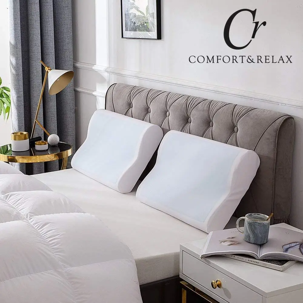 Подушка VISCOELASTIC HOT KOOL Гелевая подушка для шеи эффект памяти VISCO Almohada Ortopedica