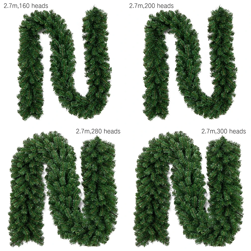 2.7M Christmas Artificial Green Garland Wreath Xmas Home Party Christmas Decoration Pine Tree Rattan Hanging Ornament images - 6