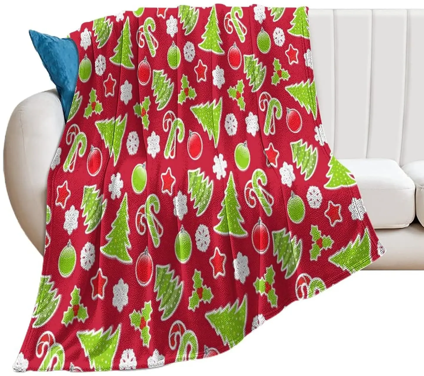 

Одеяло на рождественскую тематику citari, мягкое флисовое Фланелевое легкое рождественское одеяло с яблоками и снежинками, удобное
