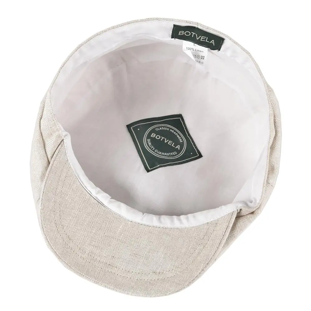 

BOTVELA Summer Linen Newsboy Cap Men Women Herringbone Bakerboy Caps Lightweight Breathable Flat Hat Apple Beret Hats 007