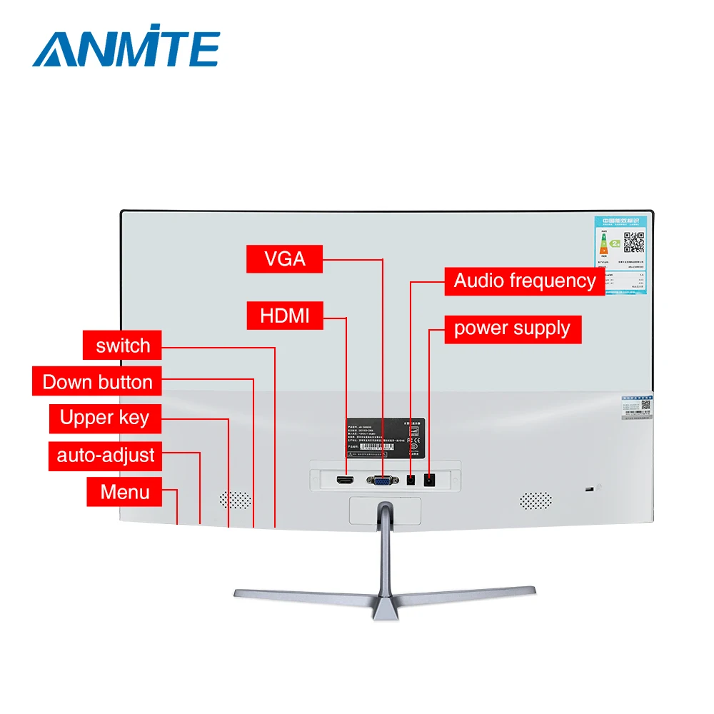 Anmite 21,5(22) дюймовый TFT Lcd FHD Hdmi изогнутый монитор ультратонкий Светодиодный компьютерный экран