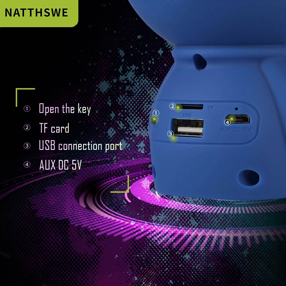 NATTHSWE Portable Wireless Bluetooth Speaker Bluetooth Speakers Led Wireless Speaker Player USB Radio Fm Mp3 For Children gift