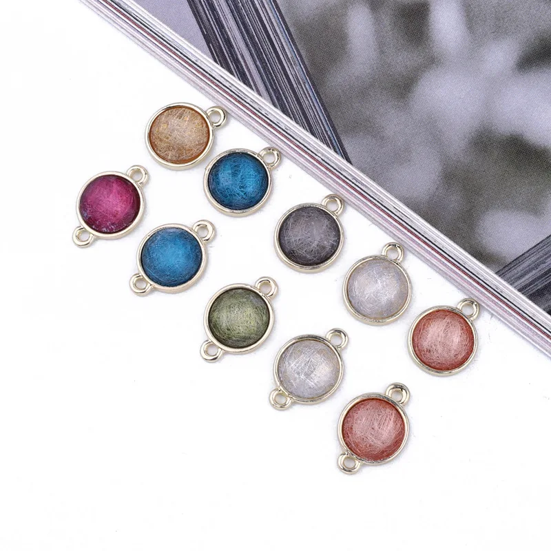 6 шт. простые круглые серьги из смолы подвески-соединители для браслета висячие