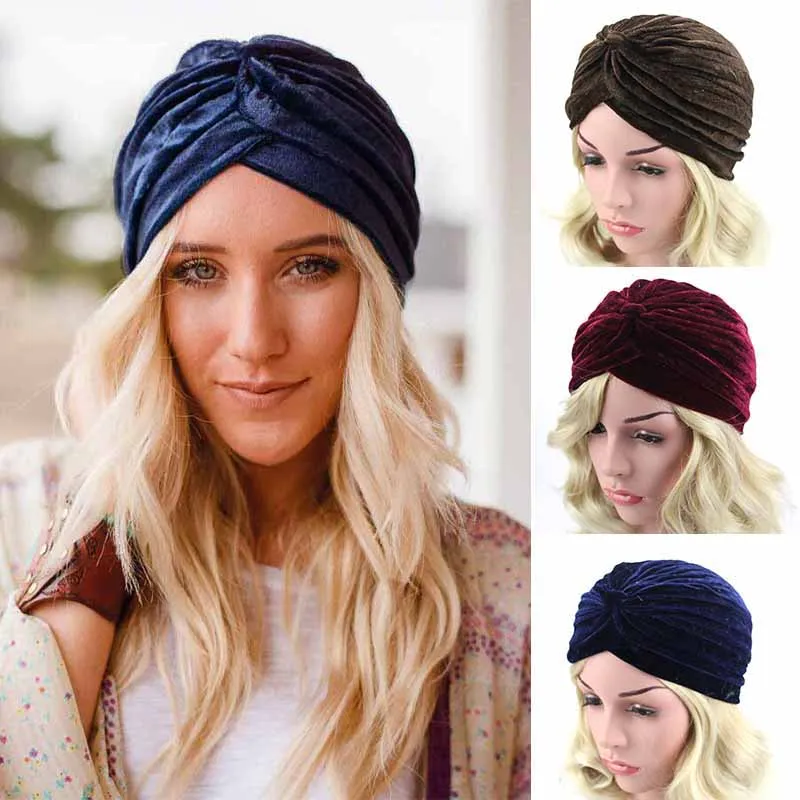 Женские шапки-тюрбаны забавные шапки с запахом из Индии женские зимние бархатные