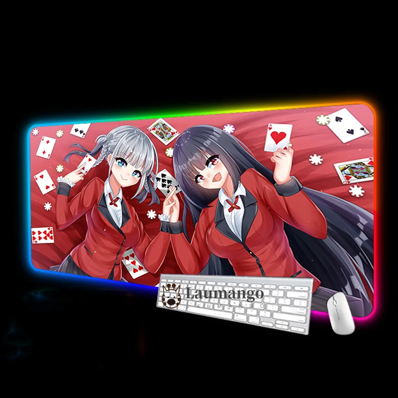 

Kakegurui Rgb LED Mause Pad Custom Mouse Table Pads Hot With Backlight Gaming Keyboard Mat Gamer Extended Mousepad Carpet Mats