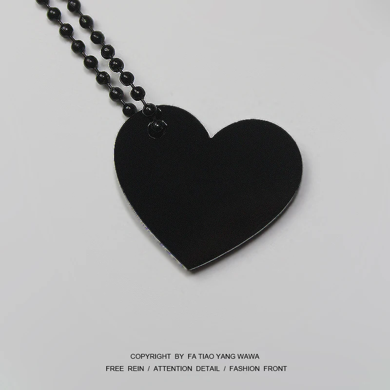 

Black heart and dark key chain necklace