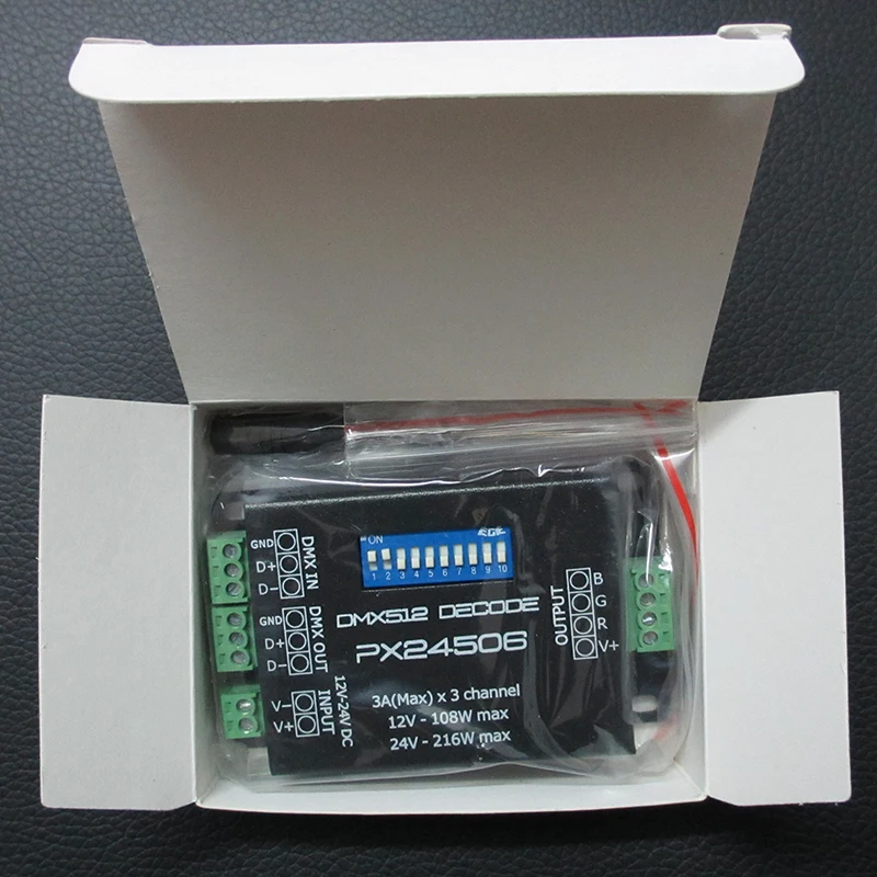 DMX 512 PX24506 драйвер декодера 9A усилитель 12В 24В светодиодный DMX512 контроллер для RGB