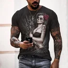 Мужская футболка, уличная футболка в стиле хип-хоп, свободная дышащая футболка с коротким рукавом и 3D-принтом черепа, 2021