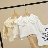 2020 new baby girls sweet shirt toddler girls long sleeved tops lace trim doll collar shirt toddler children clothing 1 5 years