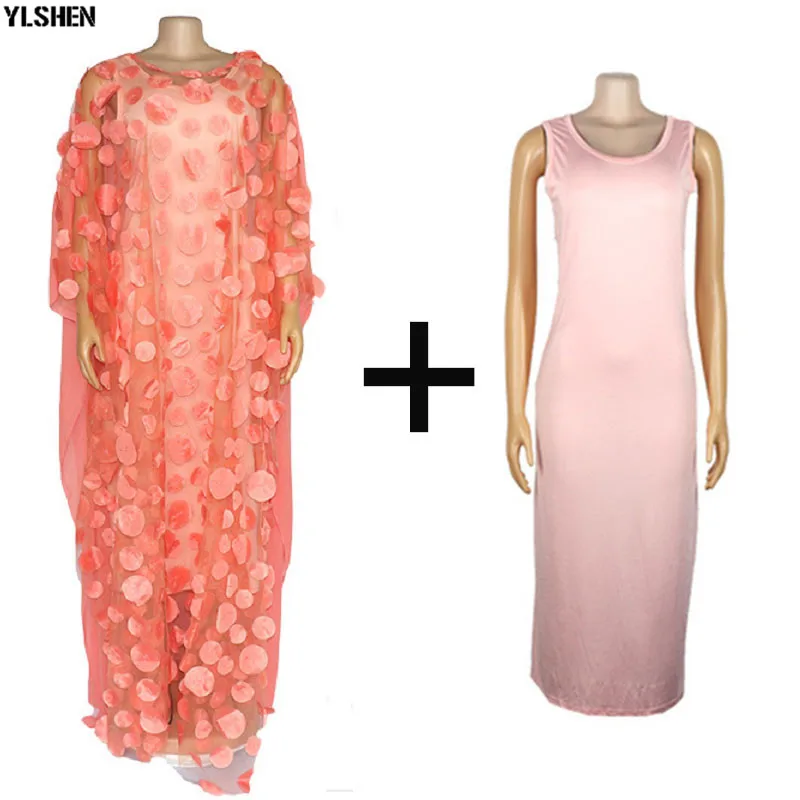 Style3 Pink 2pcs set Африканские платья для женщин Дашики кружевная африканская одежда Bazin Broder Riche вышивка блестками Robe Boubou Africain платье платья - Цвет: Style3 Pink 2pcs set