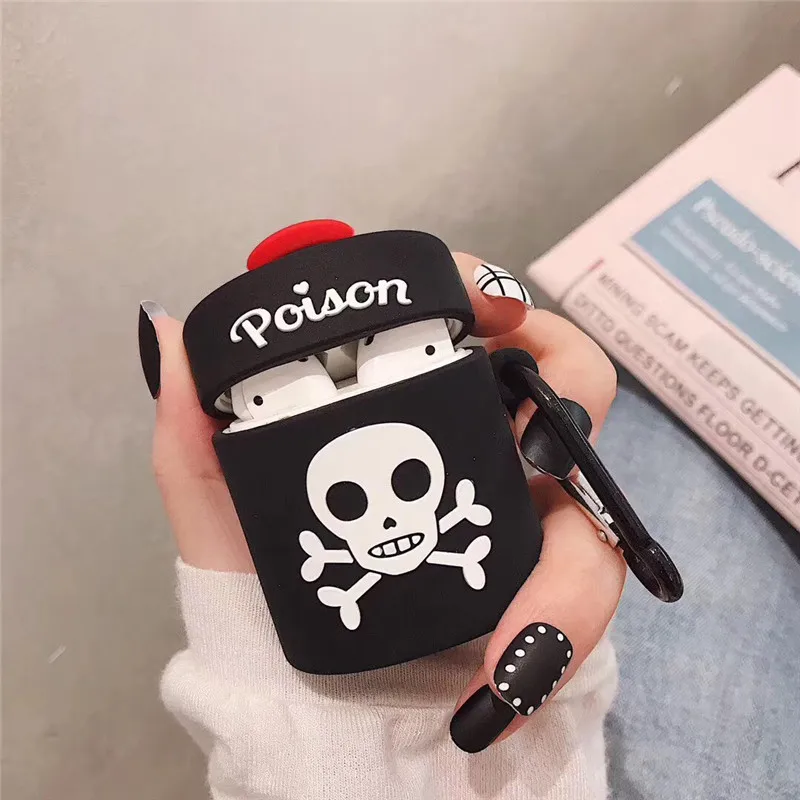 Мультяшные наушники чехол сумка для AirPods Проводная зарядная коробка 3D ядовитая